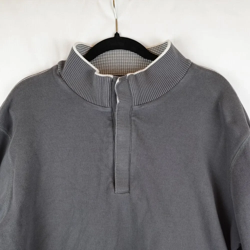 Hathaway Pullover Ribbed Knit Sweater Men's XXL Gray 1/4 Button Up Fall Golf - Picture 9 of 13